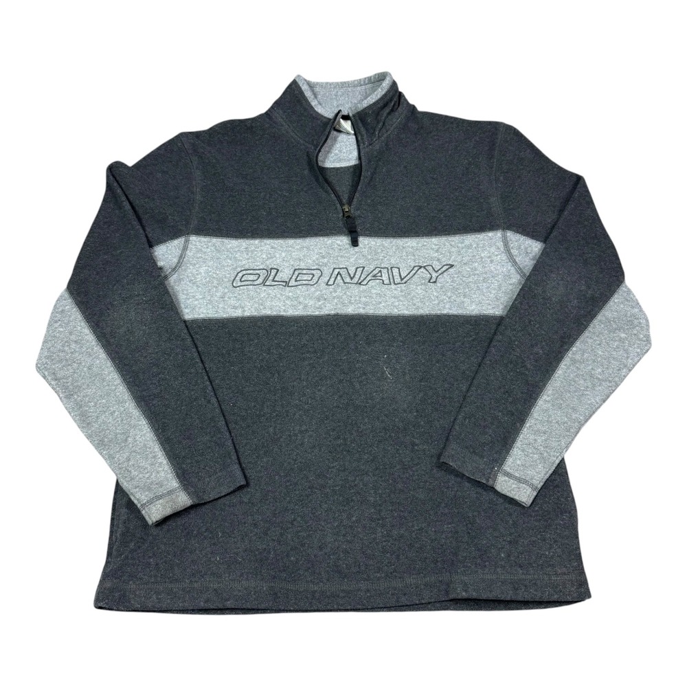 Vintage 2000s Old Navy Gray Spell Out 1/4 Zip Pullover Sweatshirt Men's M FLAW